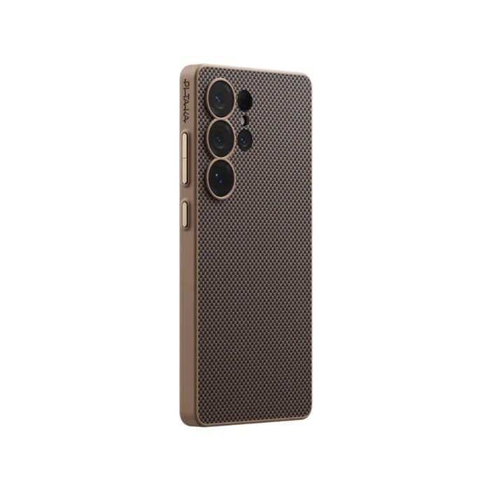PITAKA PinButton Case for Samsung Galaxy S25 Ultra – Ultra-Slim Aramid Fiber Case (Black/Gold)